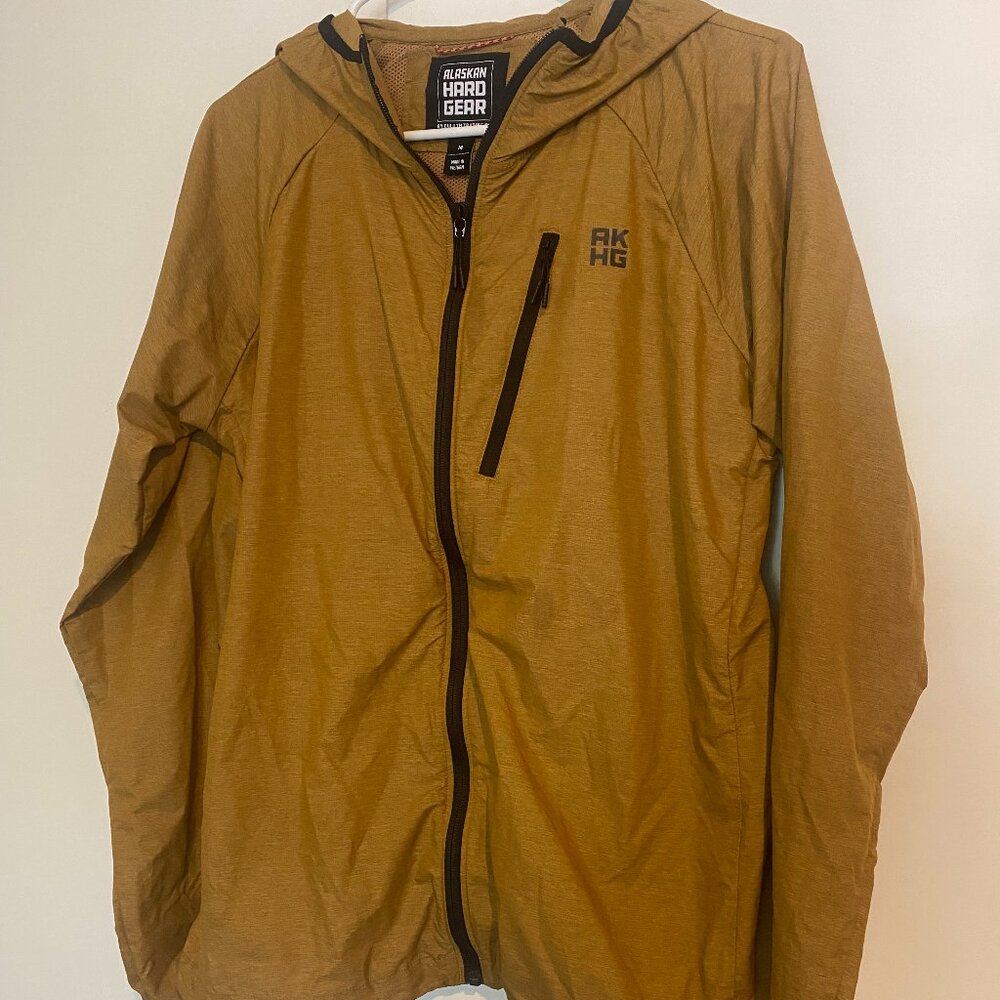 Alaskan Hard Gear Duluth Trading Co AKHG Galebreak Hooded Rain Jacket Brown